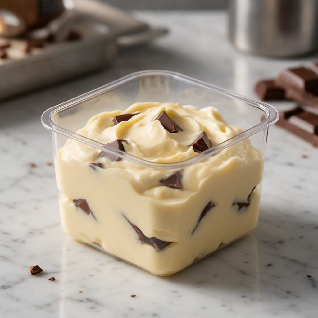 Creme de baunilha de colher com chocolate meio amargo
